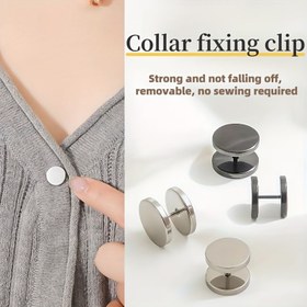 Resim 1/4 adet Basit spiralli yaka tokası - çıkarılabilir, dikişsiz sıkma için uygun, manşet ve kazak düğmeleri - moda dekoratif düğme aksesuarları 