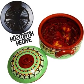 Resim Troyan 1868 3 Litre %100 El Boyaması Doğal Sağlıklı Çömlek. Tam Sırlı Güveç Geleneksel Toprak Tencere 