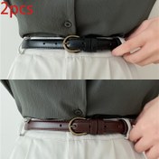 Resim 2 adet Kadınlar için Basit Kombinasyon Kemer, Retro Siyah ve Kahve Kemer, Günlük Kolej Tarzı Eşleşen Etek, Rahat Kot Pantolon, Bel Süsleme Kemer, Günlük Gezinti Kemer, Günlük Gezinti Kemer | Minimalist Kemer | Alaşım Tokalı Kemer, Bel Kemeri 