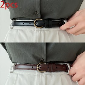 Resim 2 adet Kadınlar için Basit Kombinasyon Kemer, Retro Siyah ve Kahve Kemer, Günlük Kolej Tarzı Eşleşen Etek, Rahat Kot Pantolon, Bel Süsleme Kemer, Günlük Gezinti Kemer, Günlük Gezinti Kemer | Minimalist Kemer | Alaşım Tokalı Kemer, Bel Kemeri 