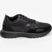 Resim BOSS Erkek Rahat Kalın EVA Dış Taban Monogram Logolu File Ve Deri Karışımlı Siyah Sneaker 50536496-005 