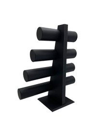 Resim Bileklik Ve Takı Standı 4 Kademeli Siyah Deri Kaplama 