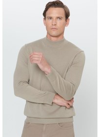 Resim Ac&Co / Altınyıldız Classics Erkek Vızon Standart Fit Normal Kesim Yarım Balıkçı Yaka Pamuklu Triko Kazak Vızon Vizon 