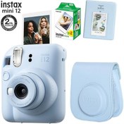 Resim Fujifilm Instax Mini 12 Mavi Fotoğraf Makinesi 20li Film Ve Pvc Albümlü Çantalı Seti 1 