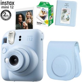 Resim Fujifilm Instax Mini 12 Mavi Fotoğraf Makinesi 20li Film Ve Pvc Albümlü Çantalı Seti 1 