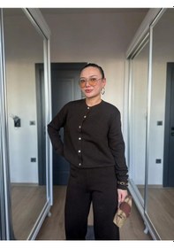 Resim Keymoda Kadın Triko Hırka Koyu Kahve Kahverengi 