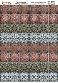 Resim Pirinç Dekopaj Kağıdı 30x42cm Pt-3426 Etnik Karo 