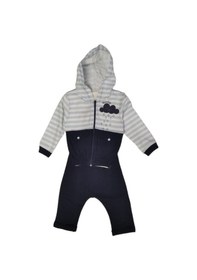 Resim Erkek Bebek Alt Üst Üçlü Takım Lacivert Bulutlu Pamuklu 99 Lacivert - Mavi 