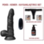 Resim Odins Shop 17 CM Belden Bağlamalı Titreşimli Gerçekçi Silikon Zenci Penis Set 