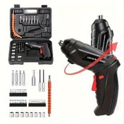 Resim 48 adet Elektrikli Tornavida Seti 4.2V Şarj Edilebilir Lityum Pil Çok Fonksiyonlu Ev Kullanımı Mini Katlanabilir Elektrikli Matkap Aracı 90° Dönebilen Katlanabilir El Matkabı, USB Şarj Edilebilir Lityum Pil 