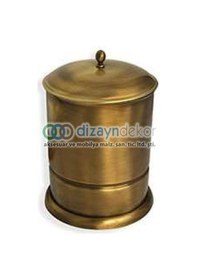 Resim Antik Bronz Kapaklı Pirinç Çöp Kovası 