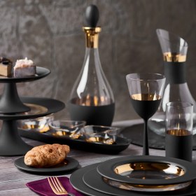 Resim Decorium Vision Black 24 Ayar Altın Yaldızlı 340 ml 6 Parça Cam Kırmızı Şarap Kadehi 9-01020015 