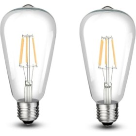 Resim Cata (2 Adet) 8W Uzun Filament LED Rustik Ampul E27 Duylu 2700K Gün Işığı CT-4353G 