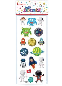 Resim Ticon Sticker 3d Kabartmalı - Astronot Uzay Temalı 