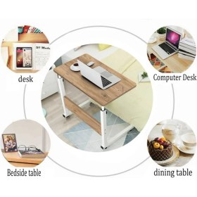 Resim servetavcı Yükseklik Ayarlı Tekerli Yatay Laptop Sehpası ve Çalışma Masası - Atlantik Çam Beyaz 