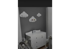Resim Emta 3lü Beyaz Bulut Raf Set Cocuk Odası Aksesuar Dekorasyon 