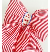 Resim Puff Bow (Red & White Striped) 