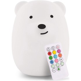 Resim Yaozixa Ayı Şekilli Renk Değiştiren Usb Şarjlı Çocuk Gece Lambası - 8 Renk Seçeneği Beyaz 