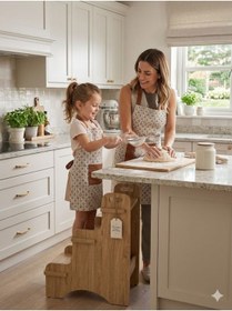 Resim Muall Collection Anne & Çocuk Kullanımına Uygun Montessori Ahşap Basamak - Mutfak Yardımcı Öğrenme Kulesi - (MDF) 