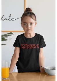 Resim Sevbano Unisex Roblox Baskılı Oyun Çocuk Tişört 1-12 Yaş Siyah 