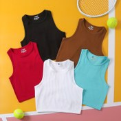 Resim 5'li Paket Kadın Dikişsiz Kaburga Desenli Crop Tank Toplar - Yumuşak & Nefes Alabilir Yüksek Esnek Kumaş, Dolgusuz, 5 Düz Renk (Mavi, Pembe, Turuncu, Yeşil, Beyaz) - Yoga, Spor Salonu, Antrenman ve Günlük Giyim için Racerback Aktif Giysi, Modern Görünüm, Nem Emici Kumaş 