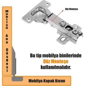 Resim Nzb Dolap Kapak Menteşesi Düz Tas Mobilya Menteşe 