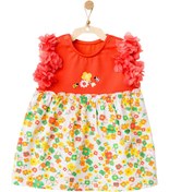 Resim Andywawa Kız Bebek Çiçek Motifli Kolları Tüllü Elbise AC21835R 