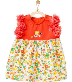Resim Andywawa Kız Bebek Çiçek Motifli Kolları Tüllü Elbise AC21835R 
