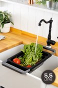 Resim Vienev Silikon Büyük Boy Akordiyon Katlanabilir Lavabo Süzgeci 5,5 Litre Antrasit 