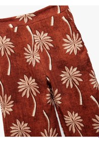 Resim Koton Pamuklu Bol Kalıp Desenli Geniş Paça Pantolon Kahverengi Desenli 5skg40186aw Kahverengi Desenli 