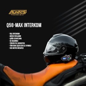 Resim 2 ADET Q58 Max 500m Telsiz Mesafeli Motosiklet Kaskı İnterkom Çift Sürücü İletişimi Mp3 FM Radyo 