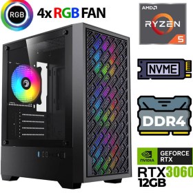 Resim Kinger KX360 Ryzen 5 5500 16GB Ram 512GB M.2 Nvme SSD 12GB RTX3060 Oyuncu Tavsiye Sistem 