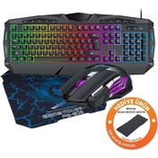 Resim Zineets 3in1 Carbonn Led Aydınlatmalı Işıklı Klavye Mouse Mousepad Seti Oyuncu Gamer Set Gaming Usb Q Türkçe 