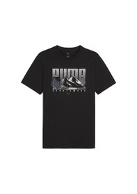 Resim Puma 68482801 Graphics Mountain Tee Erkek Spor Tişört SIYAH 