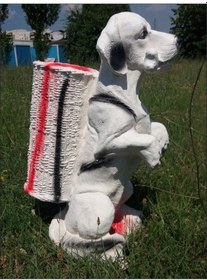 Resim M3 Kemikli Sevimli Köpek Iç Dış Mekan 55Cm Şemsiyelik Sepetli Heykel Kemik 