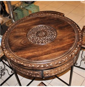 Resim Ahşap Ferforje Orta Sehpa Takımı 5'Li 