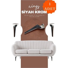 Resim Wings Krom Siyah Mobilya Koltuk Ayağı Chester Komidin Tv Ünitesi Vestiyer Ayağı 21 Cm 1 Adet 