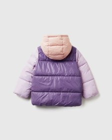 Resim United Colors Of Benetton Kız Bebek Mor Logo İşlemeli Kapüşonlu Mont Mor 