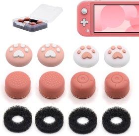Resim ZHI-NYLLDJS FPS Thumb Grips Set for Nintendo Switch/OLED/Lite, Silicone Analog Stick Caps with Assist Motion Rings, Cherry Blossom Pink 