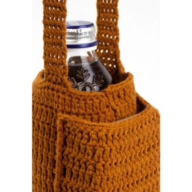 Resim Pulur.co Tarçın Rengi Örgü Suluk ve Telefon Çantası 