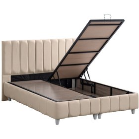 Resim Narva Çift Kişilik Baza Başlık Real Pedli Yatak Seti Bej 180 x 200 