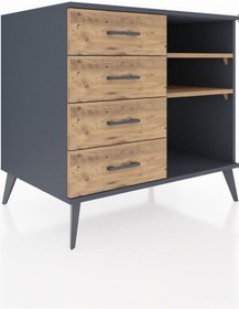 Resim Kronos Şifonyer 2 Raflı 4 Çekmeceli 88x59x80 Antrasit-çam Çam 