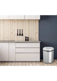 Resim Döner Kapaklı Pratik Kapak Çöp Kovası 5 Lt Paslanmaz Banyo Tuvalet Balkon Teras Çöp Kovası Gri 