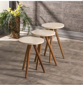 Resim Zigon Sehpa 3 Lü Ahşap Torna Ayak 5 Renk Seçeneği 