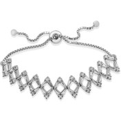 Resim Bracelet pour femme en argent avec pierre baguette et ascenseur 