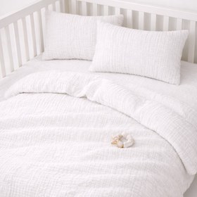 Resim NazeninHome Müslin Bebek Nevresim Takımı %100 Pamuk ( 2 Kat ) Beyaz 