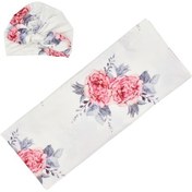 Resim Lemestar Yeni Doğan Bebek Sarımalık Ve Şapkalı Seti - Polyester Elbise - 86x137 Cm Kuzey Avrupa Beyaz Çiçek Deseni 190702 Beyaz 
