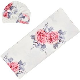 Resim Lemestar Yeni Doğan Bebek Sarımalık Ve Şapkalı Seti - Polyester Elbise - 86x137 Cm Kuzey Avrupa Beyaz Çiçek Deseni 190702 Beyaz 