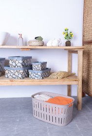 Resim Arbu Home Ahşap Görünümlü Çamaşır Sepeti - Plastik Sepet 
