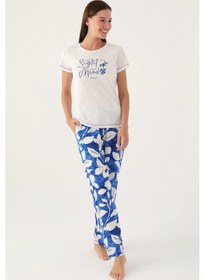 Resim Pierre Cardin 8833 Pamuk Kısa Kol Kadın Pijama Takımı Krem 